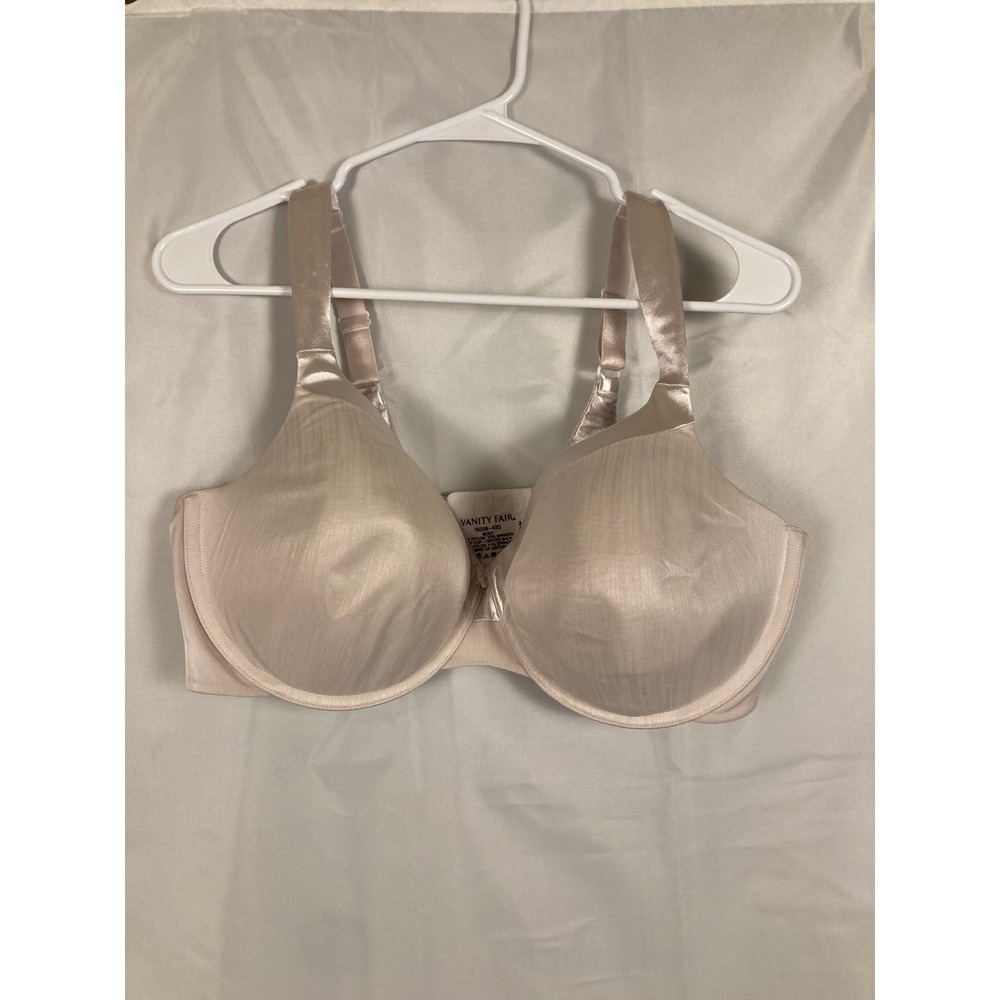 42 D Vanity Fair 76338 White Satin Full Coverage Underwire Bra